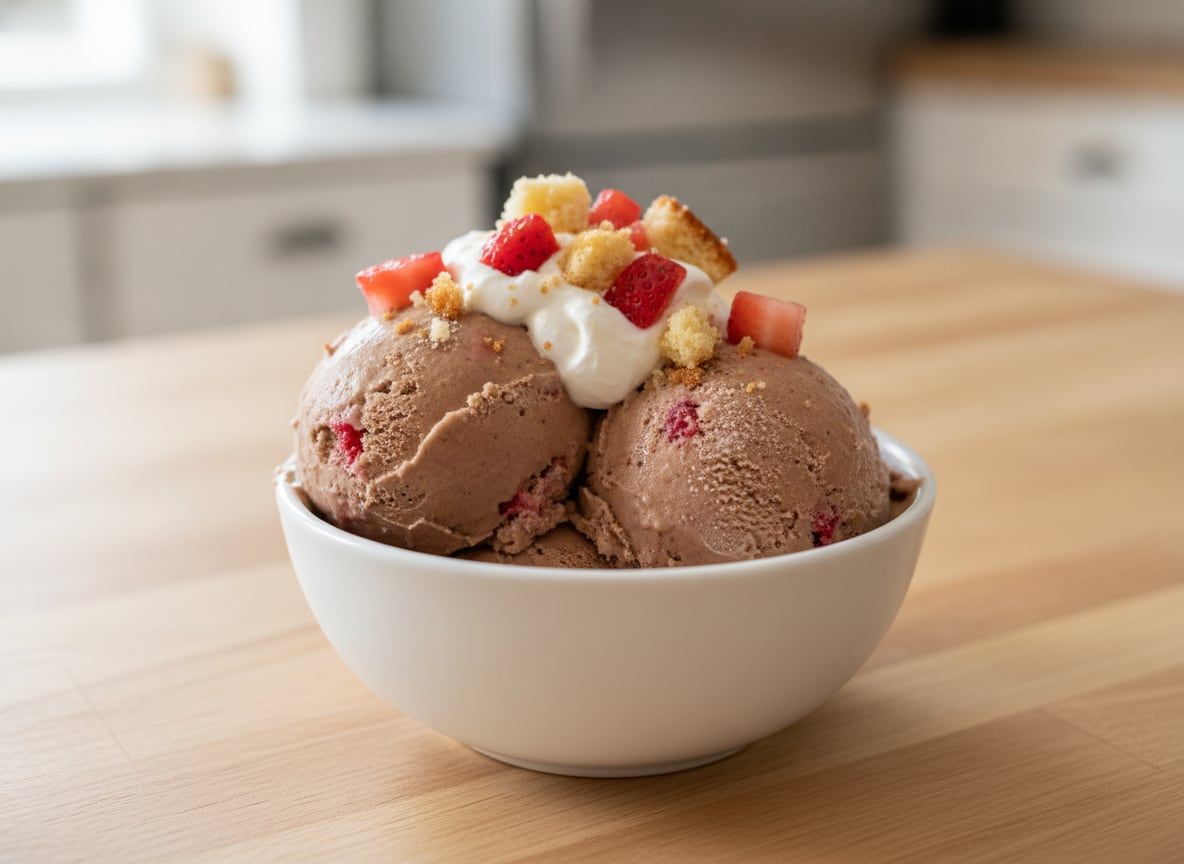 Chocolate Strawberry Shortcake Protein Ice Cream