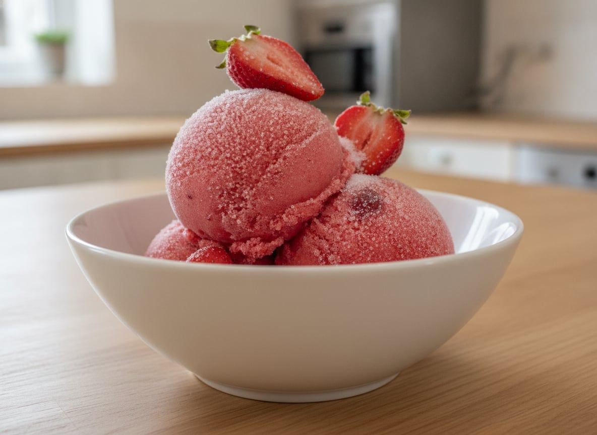 Strawberry Sorbet from Frozen Strawberries