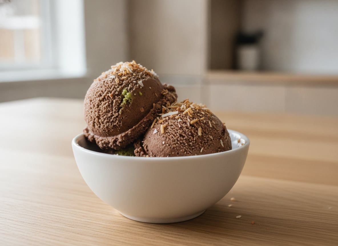 Toasted Coconut Chocolate Avocado Ice Cream
