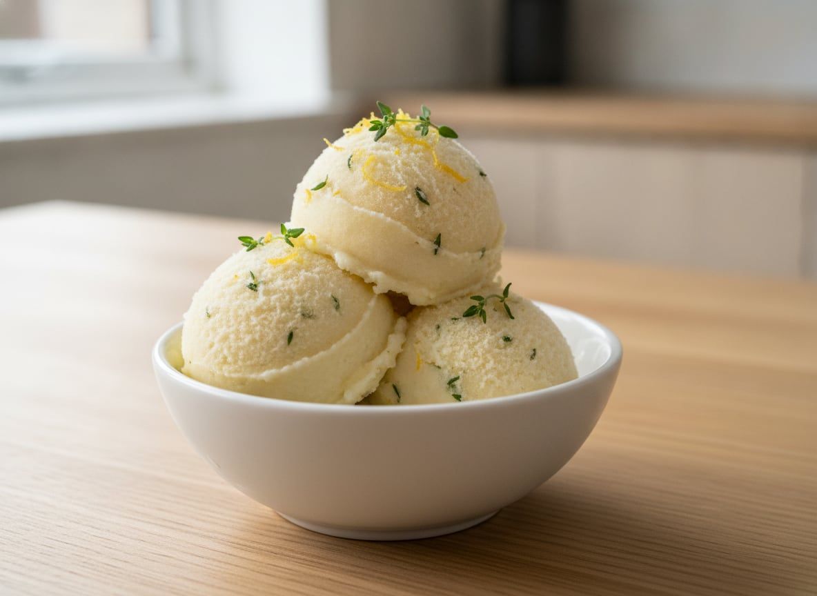 Vegan Meyer Lemon Thyme Sorbet
