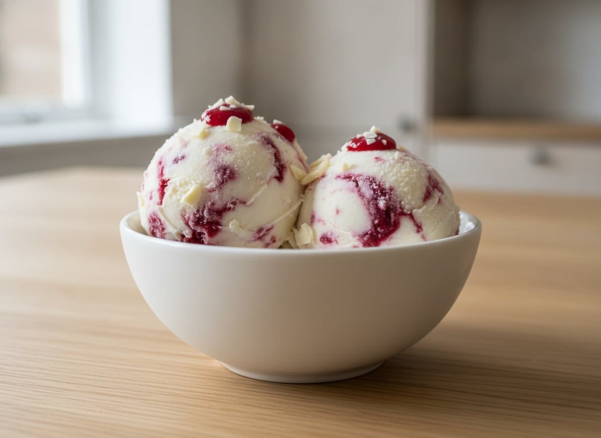 White Chocolate and Raspberry Marble Gelato